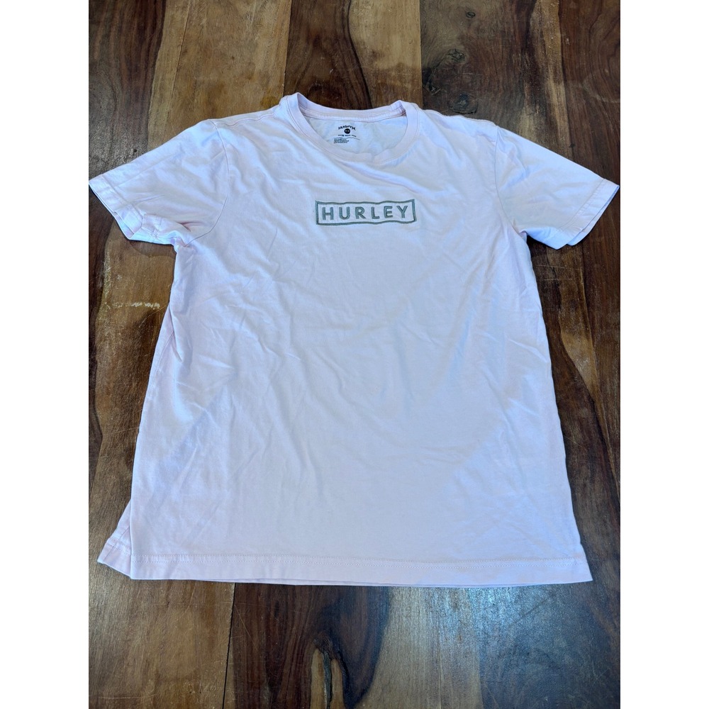 HURLEY t-shirt women medium pink embroidered logo short sleeve crew neck surfer